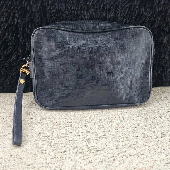 Hunting World Clutch Bag Black Leather Cosmetic Bag Make Up Bag Made in Italy - Picture 3 of 14